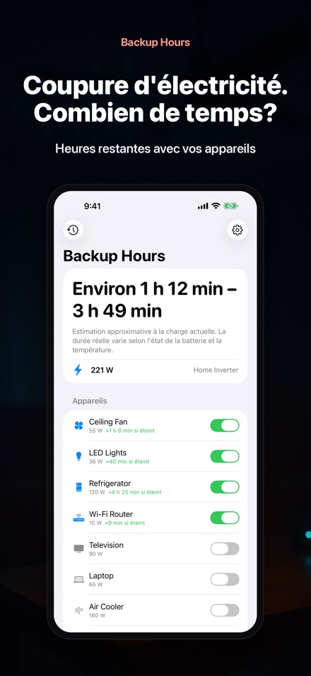 Backup Hours : heures restant