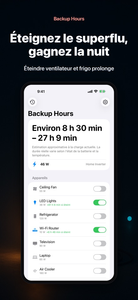 Backup Hours : heures restant 2