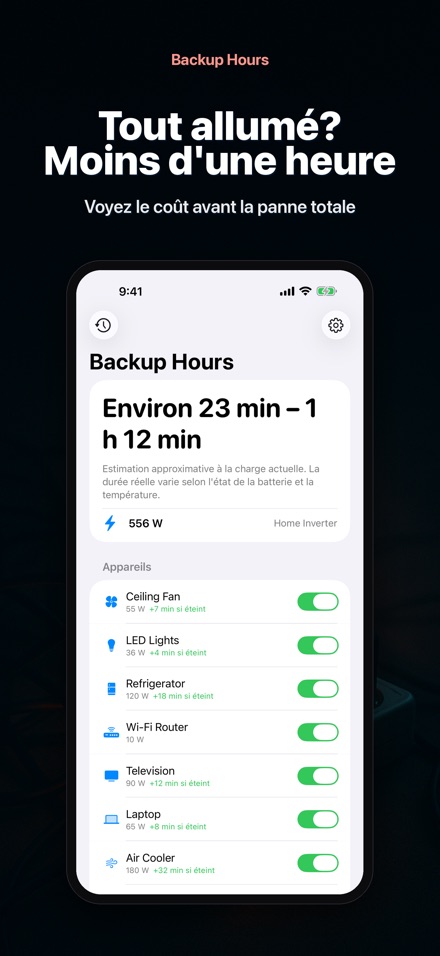 Backup Hours : heures restant 3