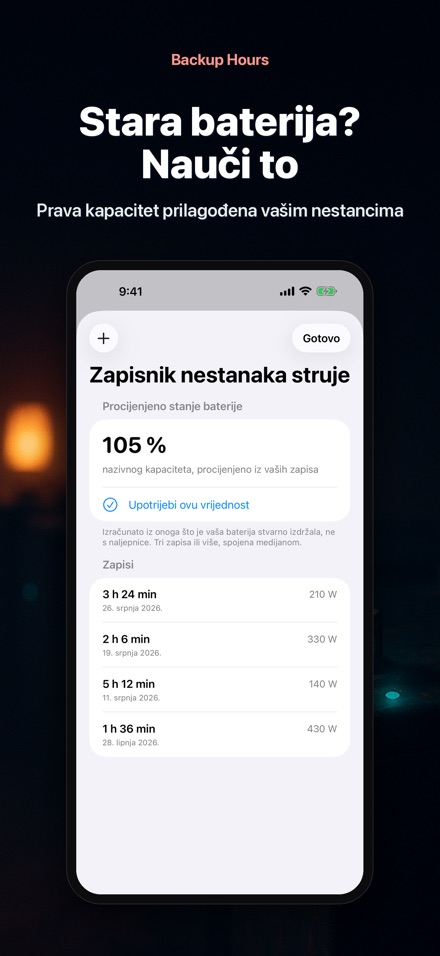 Backup Hours: sati baterije 9
