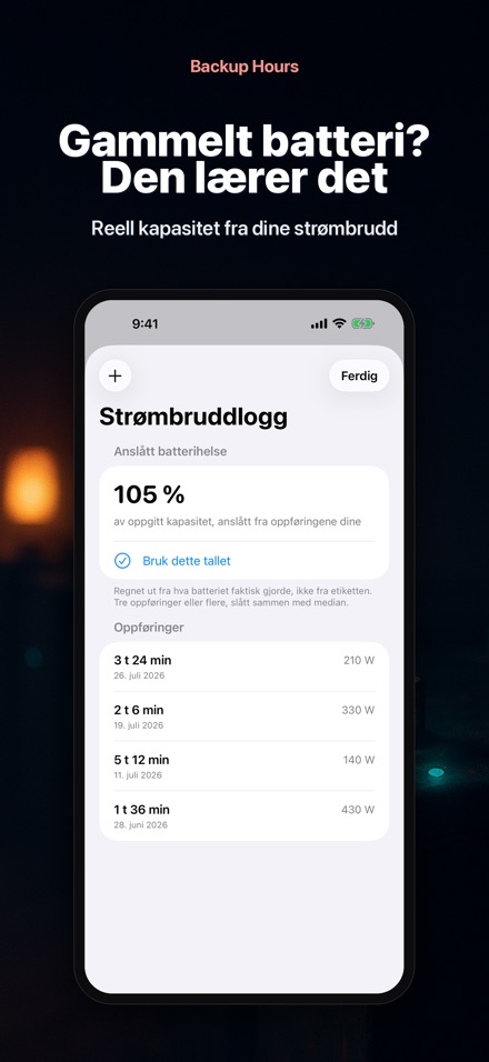 Backup Hours: Batteritid 9