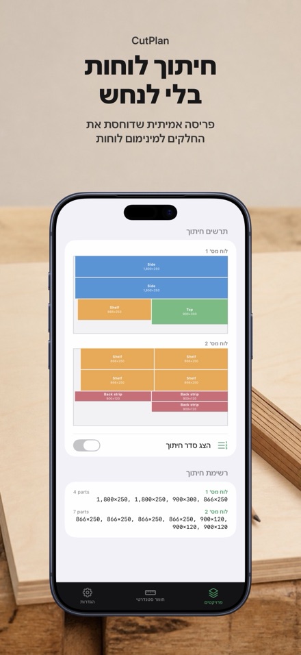 CutPlan: תכנון וניצול חיתוך 1