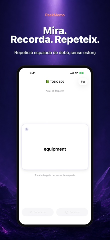 PeekMemo: Targetes d'estudi 2