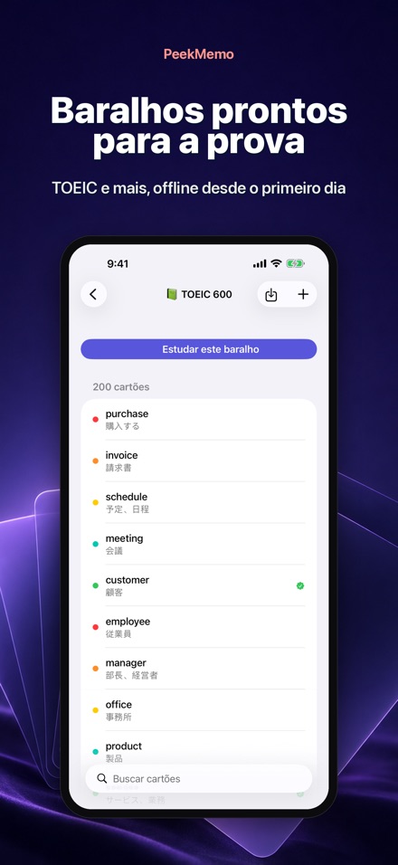 PeekMemo: Flashcards na tela 5
