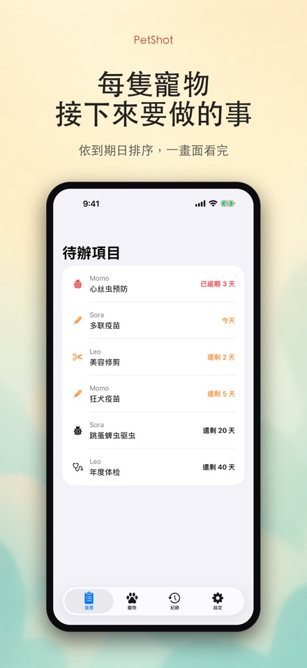 PetShot:疫苗驅蟲提醒