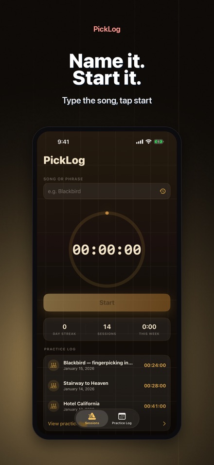 PickLog: Guitar Practice Timer 2
