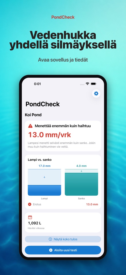 PondCheck: vesivuoto 2