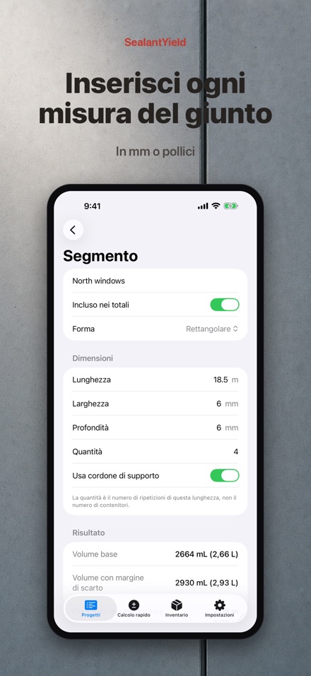 SealantYield Calc. Sigillante 4