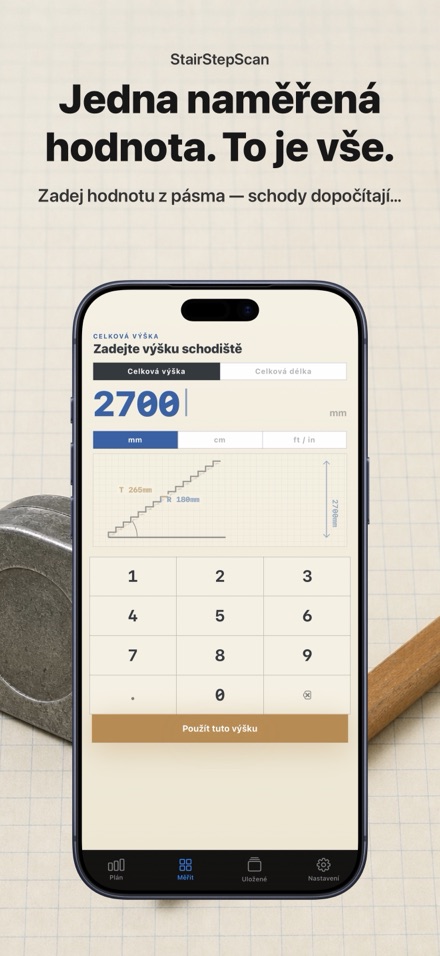 Kalkulačka schodů: plán řezu 2