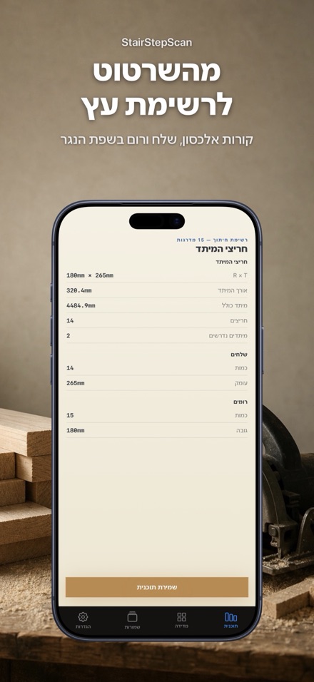 מחשבון מדרגות ורשימת חיתוך 4